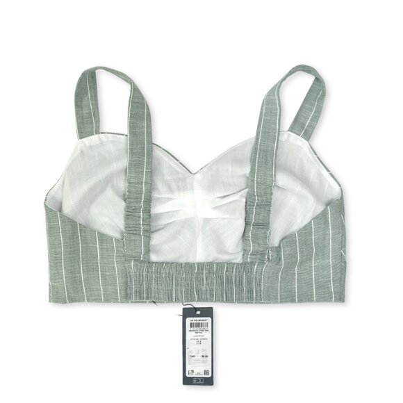 Vero Moda vmserena Strap Bra Top Bustier Smocked Green Stripe Crop Prep Tailored - Picture 4 of 11